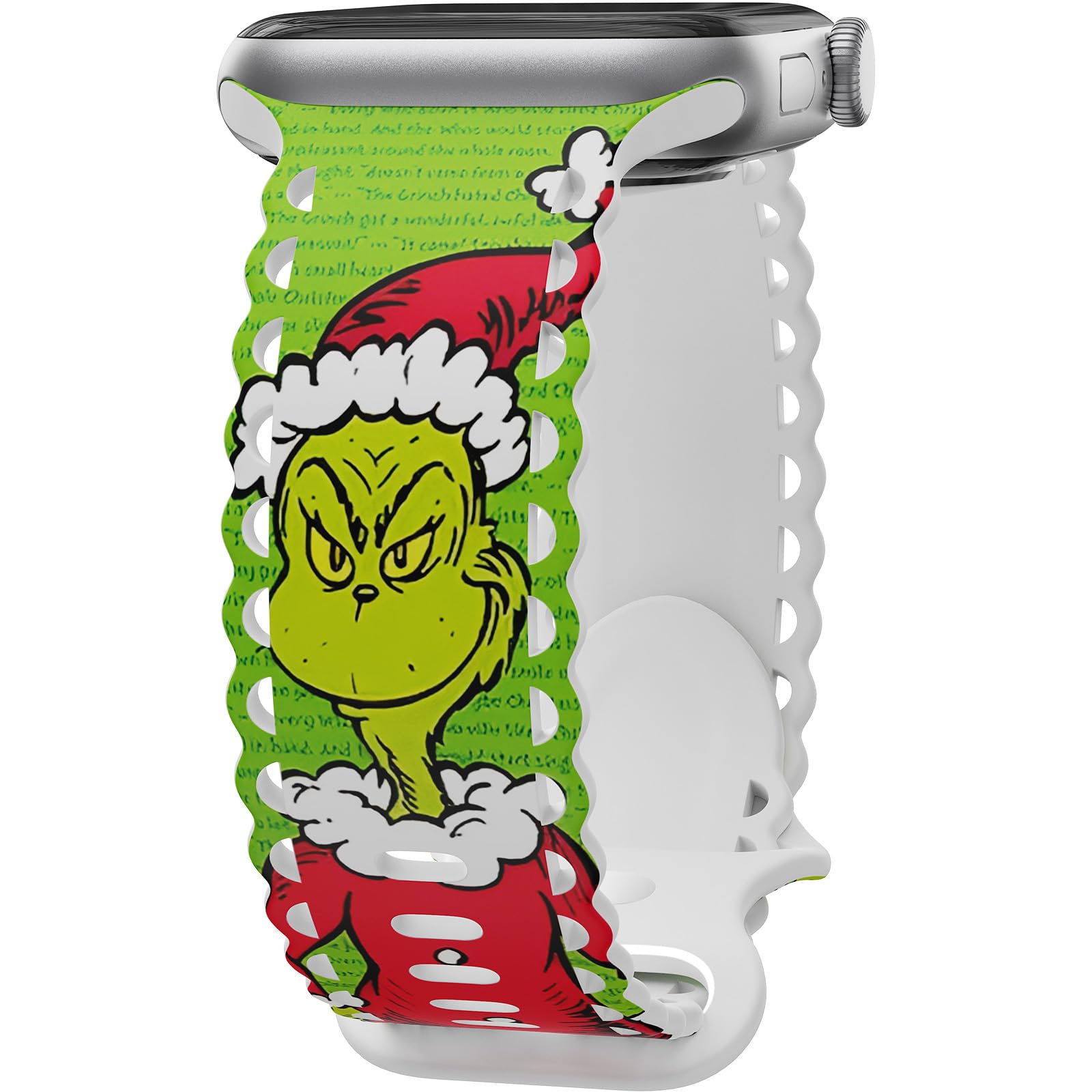Compatible with Apple Watch Band 41mm 40mm 38mm 49mm 45mm 44mm 42mm Women, Christmas Hollow Soft Silicone Sports Strap For iWatch Ultra SE Series 10 9 8 7 6 5 4 3 2, Green -42