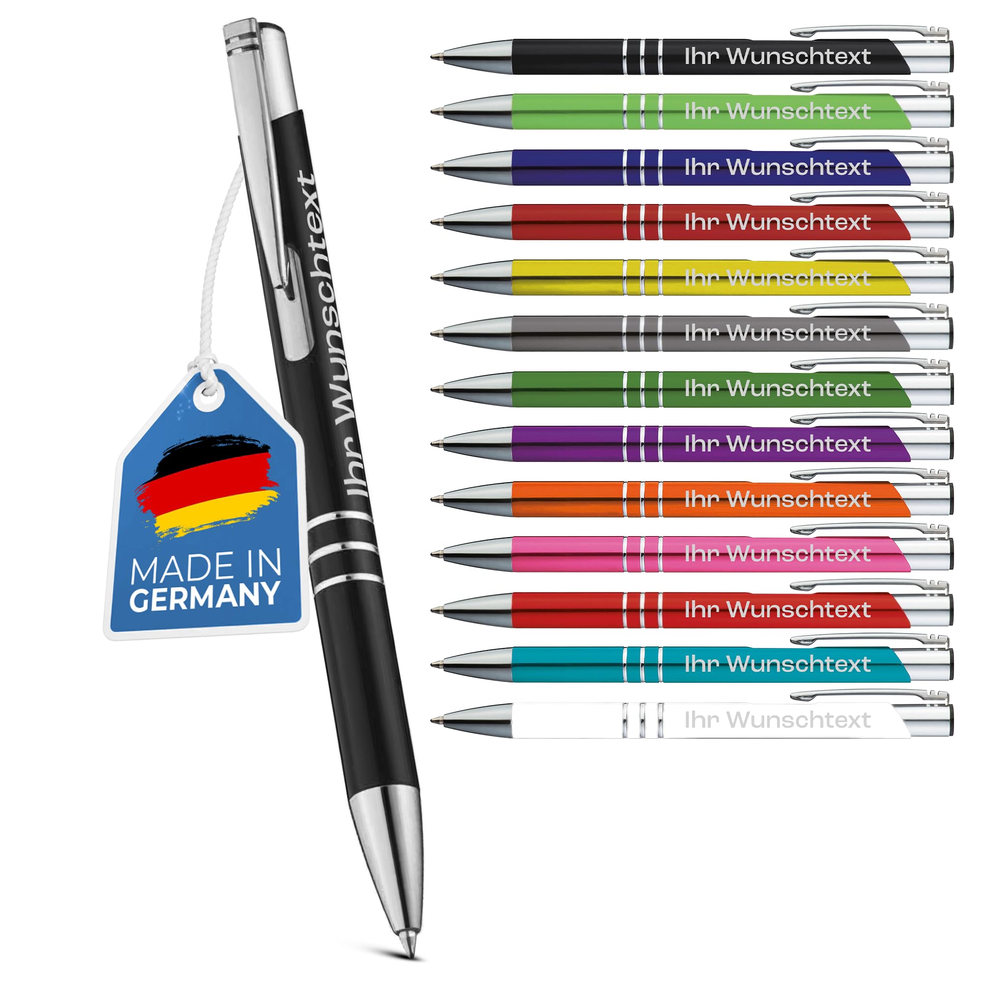 Generisch Kugelschreiber mit Gravur [LASERGRAVUR] - Personalisierter Stift als Werbegeschenk | Hochwertiger Kugelschreiber | Für Firmen & als Geschenk | Grün 50 Stück | Made in Germany