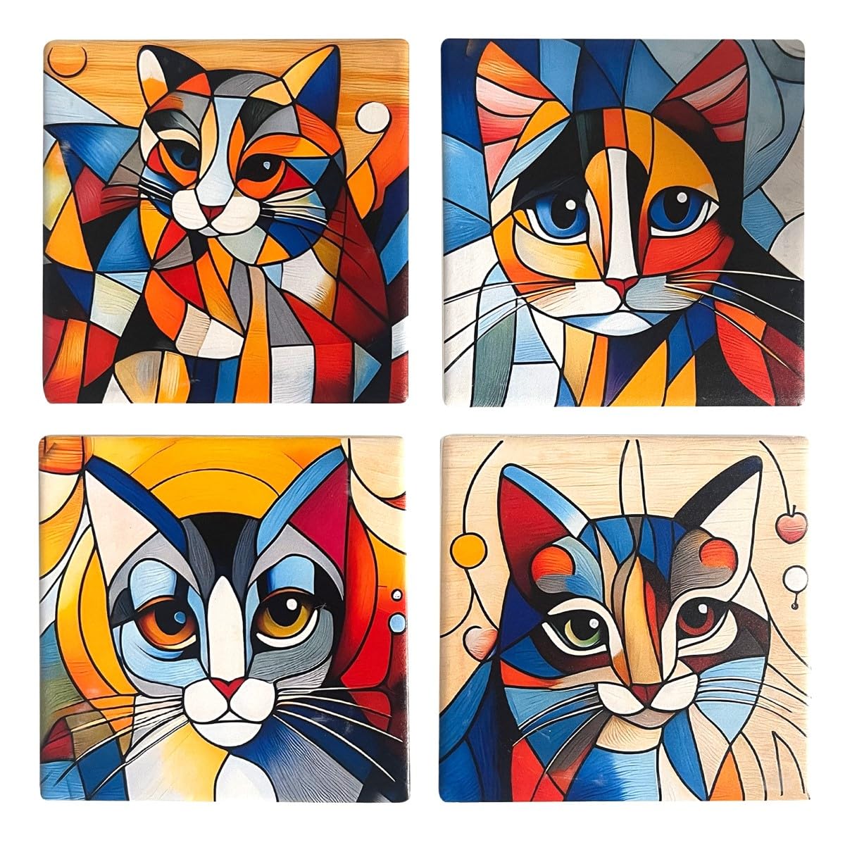 Sous-bocks en céramique pour un apéritif stylé entre amis dessous de verre chats colorés
