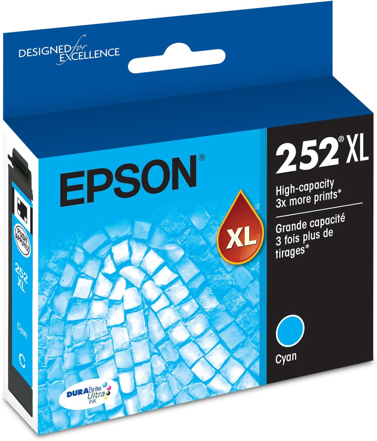 252 DURABrite Ultra Ink High Capacity Cyan Cartridge (T252XL220-S) Works with WorkForce WF-3620, 3640, 7110, 7610, 7620, 7710, 7720, 7210
