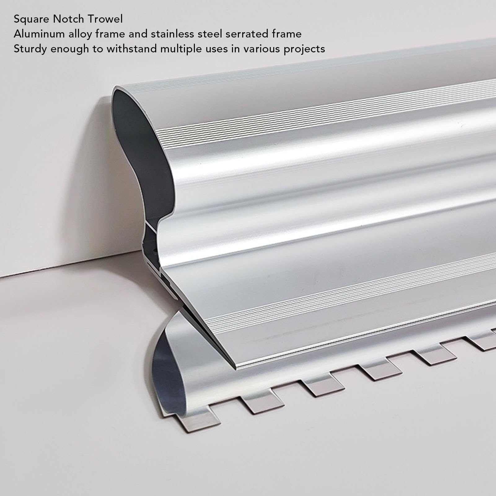 Herramienta de Enyesado de Acero Inoxidable de Aleación de Aluminio para Albañil Paleta de Muesca Cuadrada con Diseño de Deflector de Enyesado de área Grande (24 pulgadas)