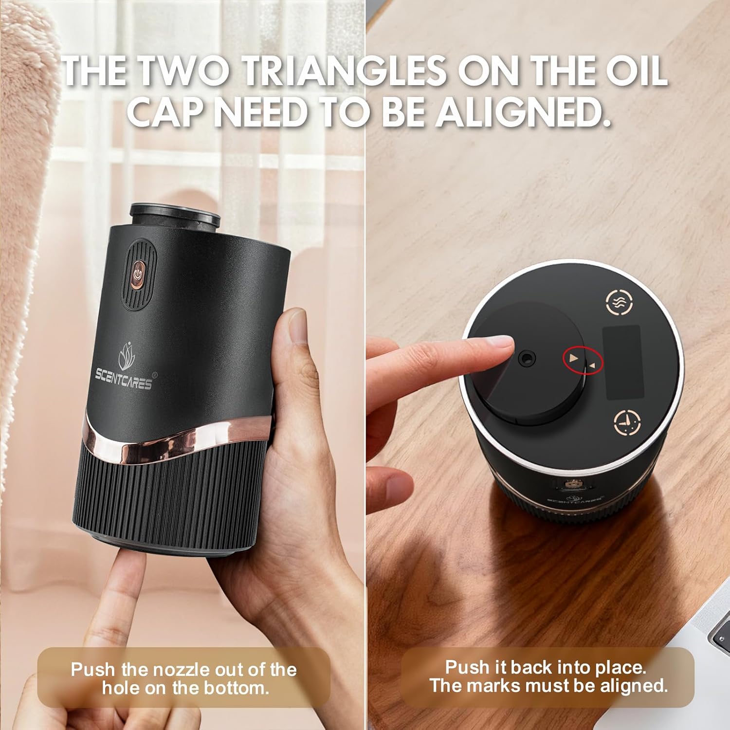 Waterless Diffuser for Essential Oil for Home and car, Sentiment Essential Oil Diffuser with Cold Air Technology, 2 Diffusion Modes, 4 Timer Settings (1/2/4/6H), Warm LED Light Rechargeable