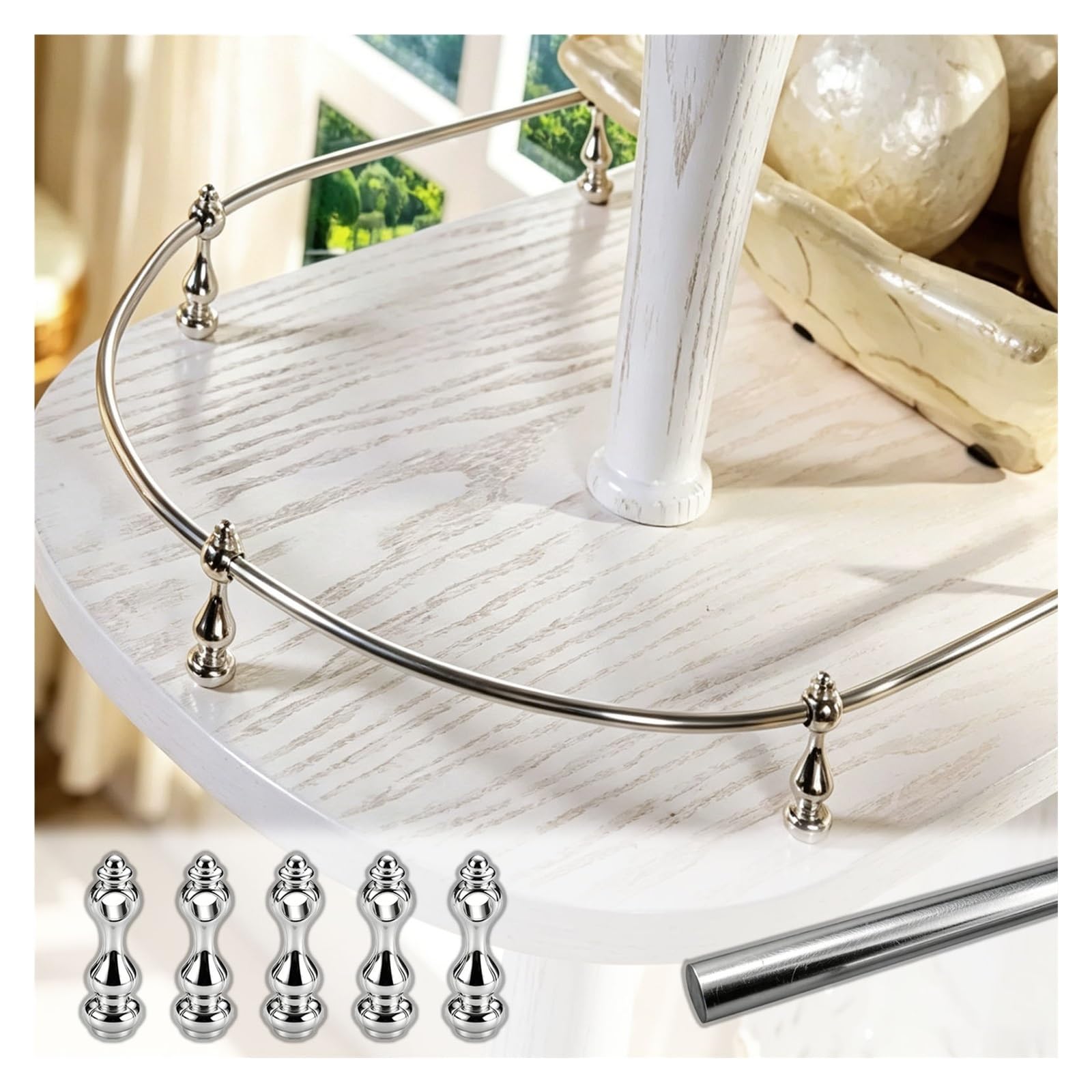10 12 16 24 28 36in Bendable Aluminum Alloy Shelf Rail Kit, Anti-Tipping Guard Bars for Cabinet, Bookshelf, Wine Storage, Flexible Guard for Retail Rack, Corners(Silver,20in/51cm)