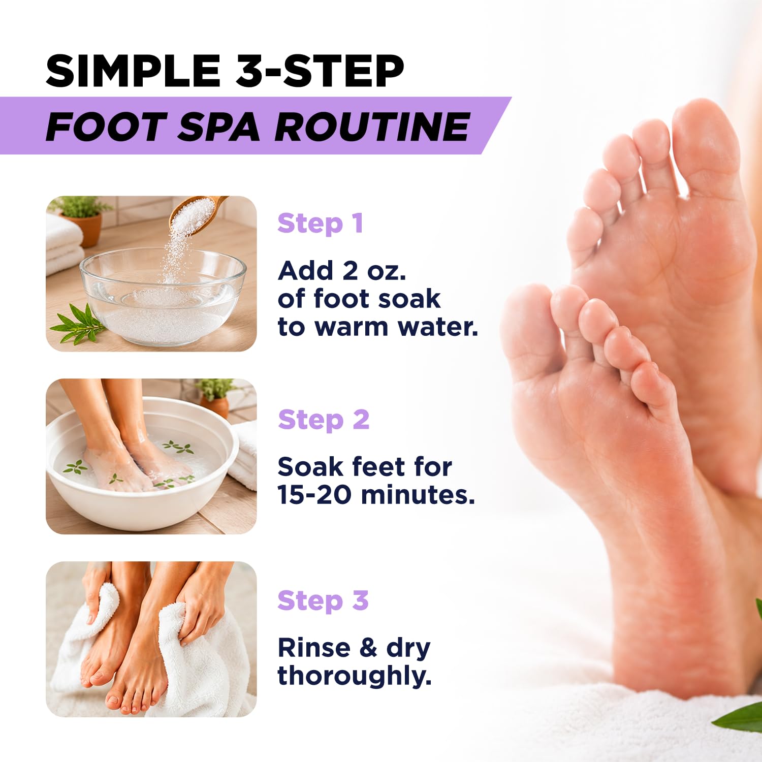 Soothing Lavender Foot Soak with Epsom Salt - Best Toenail Treatment & Softens Calluses - Soothes Sore & Tired Feet, Foot Odor Scent, Spa Pedicure - Made in USA 16 oz