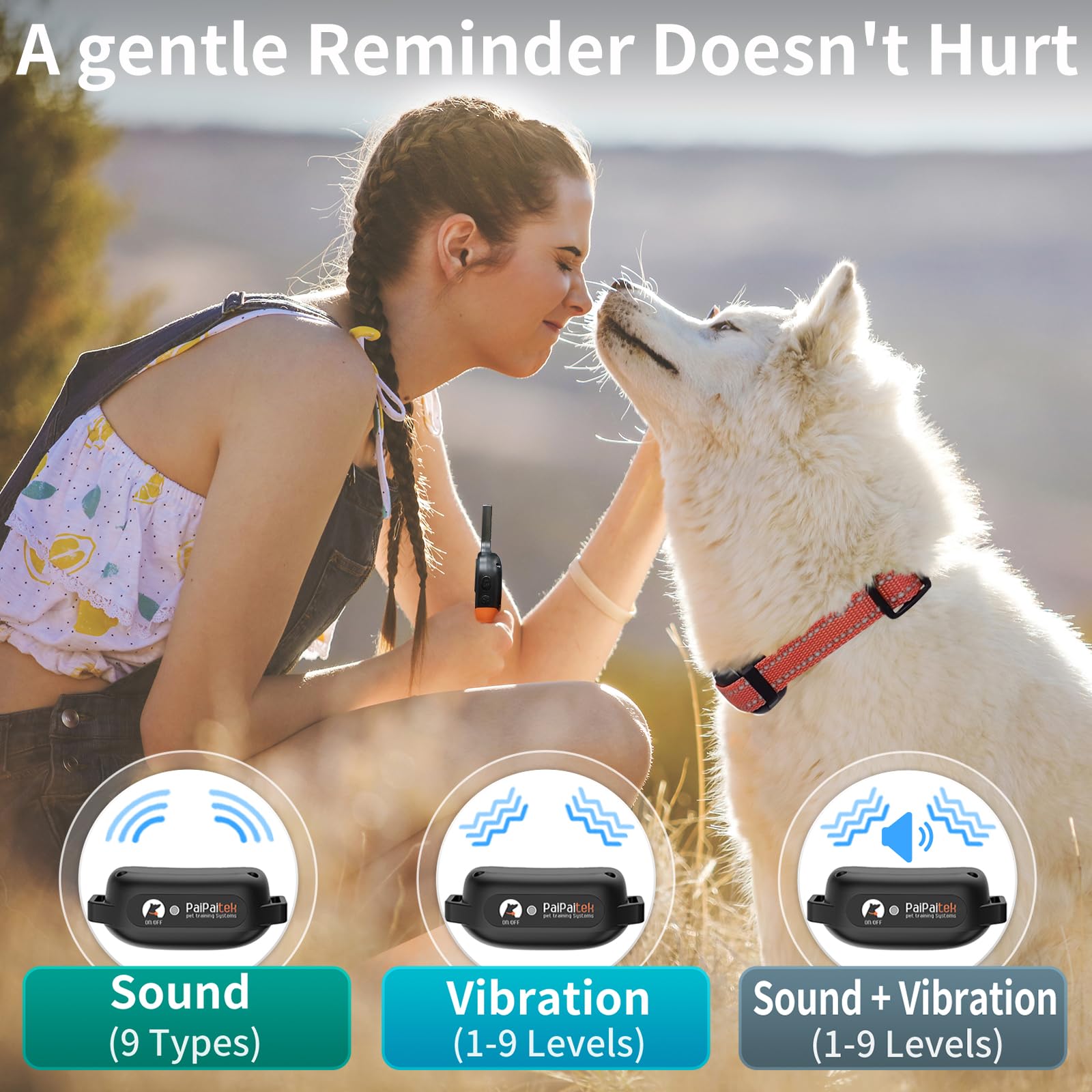Amazon.com: PaiPaitek No Shock Dog Training Collar for 3 Dogs, 9 Levels  Vibration & Beep, Waterproof Vibrating Dog Collar with Remote 3300ft, Buzz  Collar for Small Medium Large Dogs 5-120 lbs -