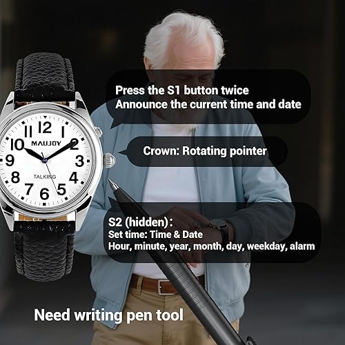 Vista 10 de Talking Watch, Loud Clear Voice for Elderly Blind or Visually Impaired, Speaks The Time, Date or Alarm Time