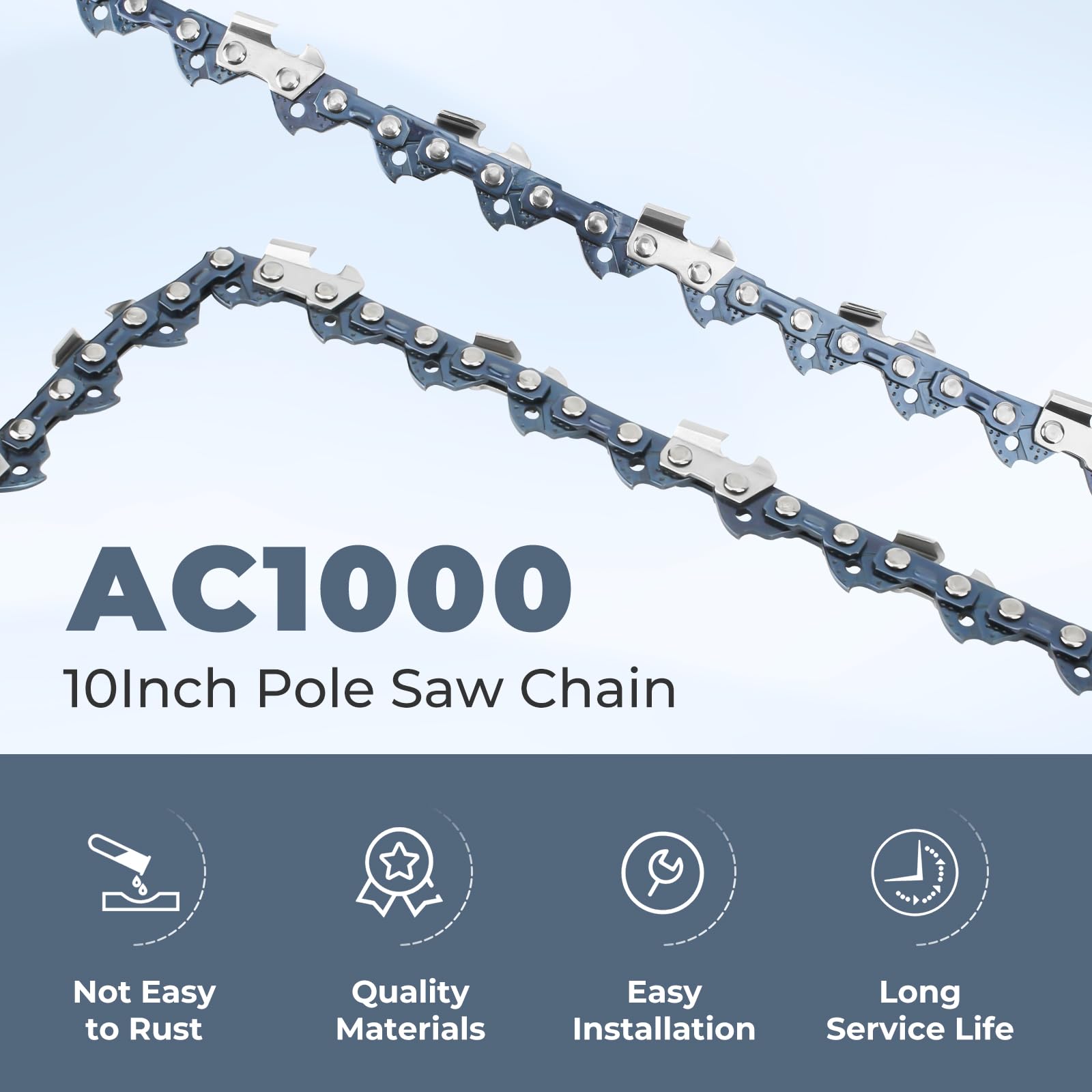 10" Pole Saw Chain Replacement for EGO 56V Pole Saw Model PSA1000,MPS1000,MPS1001,PPSX2504, AC1000 Chain Saw Blade,40 Drive Links 0.043" Gauge 3/8" LP Pitch (3 Pack)