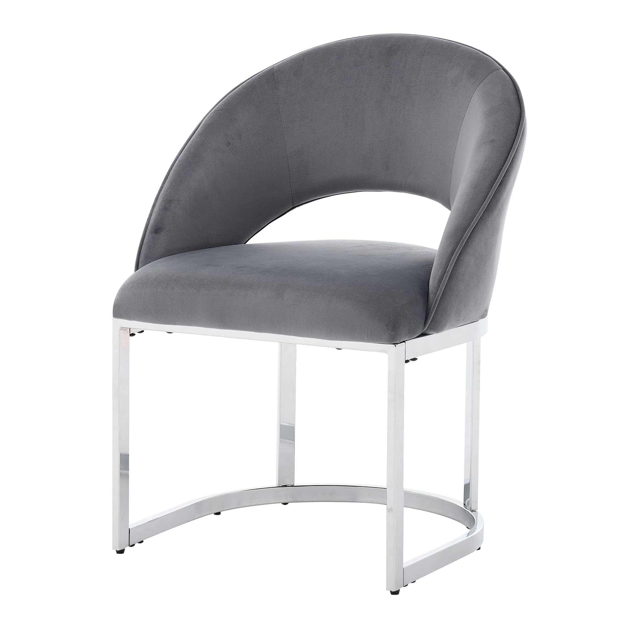Generisch 2 sedie da pranzo in velluto grigio, gambe argentate, portata 150 kg