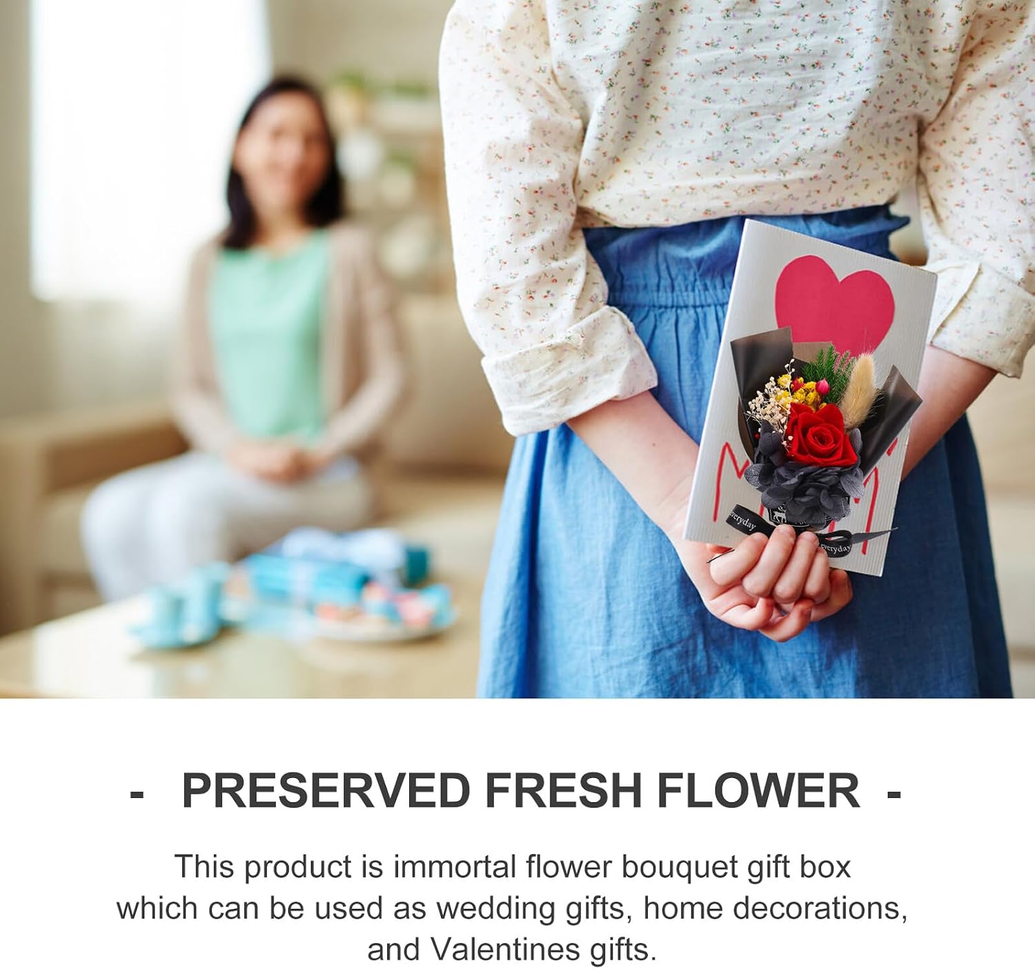 Preserved Rose Bouquet in Finished Box Eternal Flower Gift for Valentine’s Day Home Décor with Immortal Flowers in China Red Suitable for Romantic Occasions