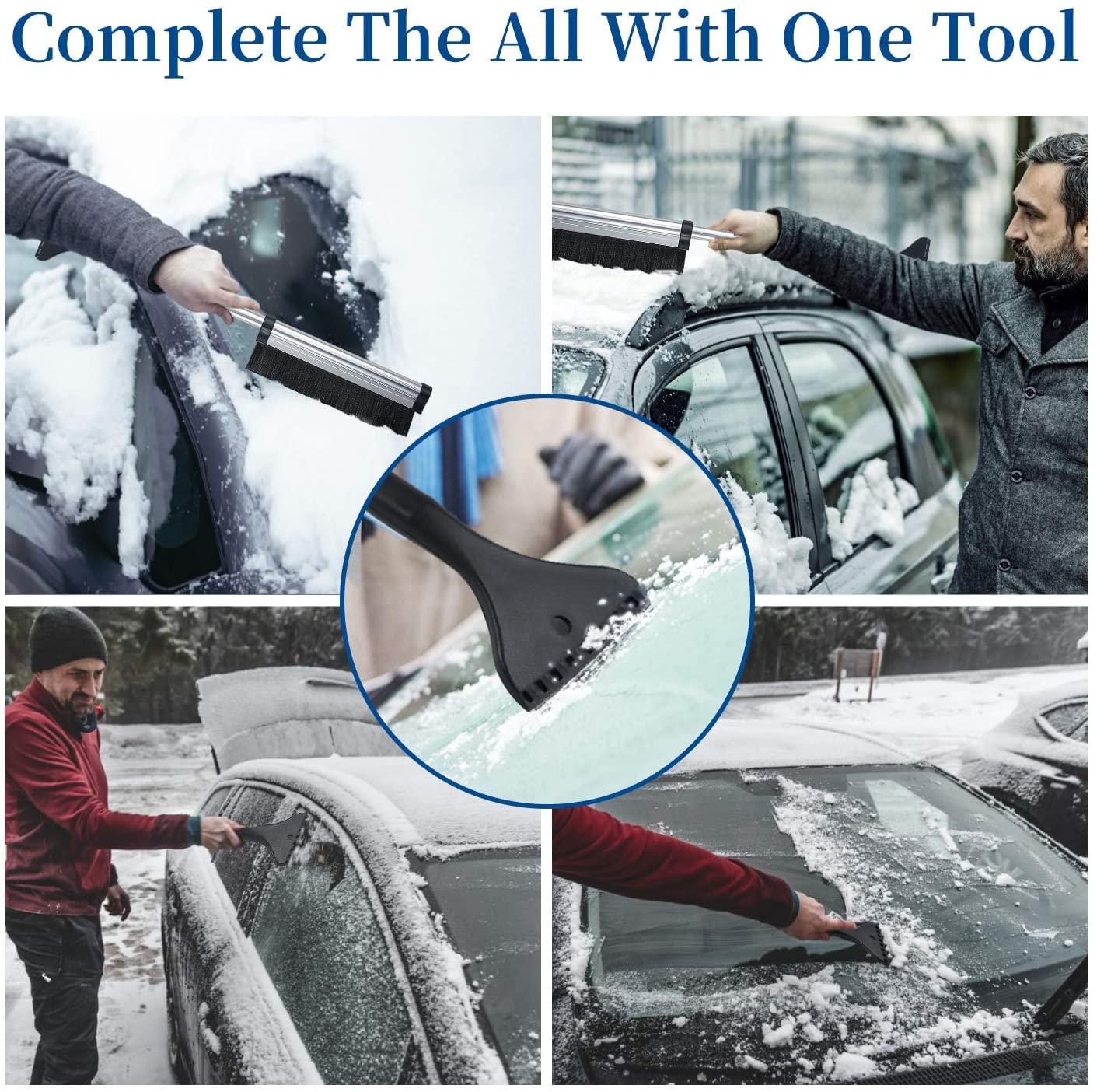XMING Cepillo de Nieve for Coche, raspador de Hielo for el Parabrisas, Pinceles de remoción de Nieve retráctiles raspadores de Hielo, snowbrush for Ventanas de automóviles