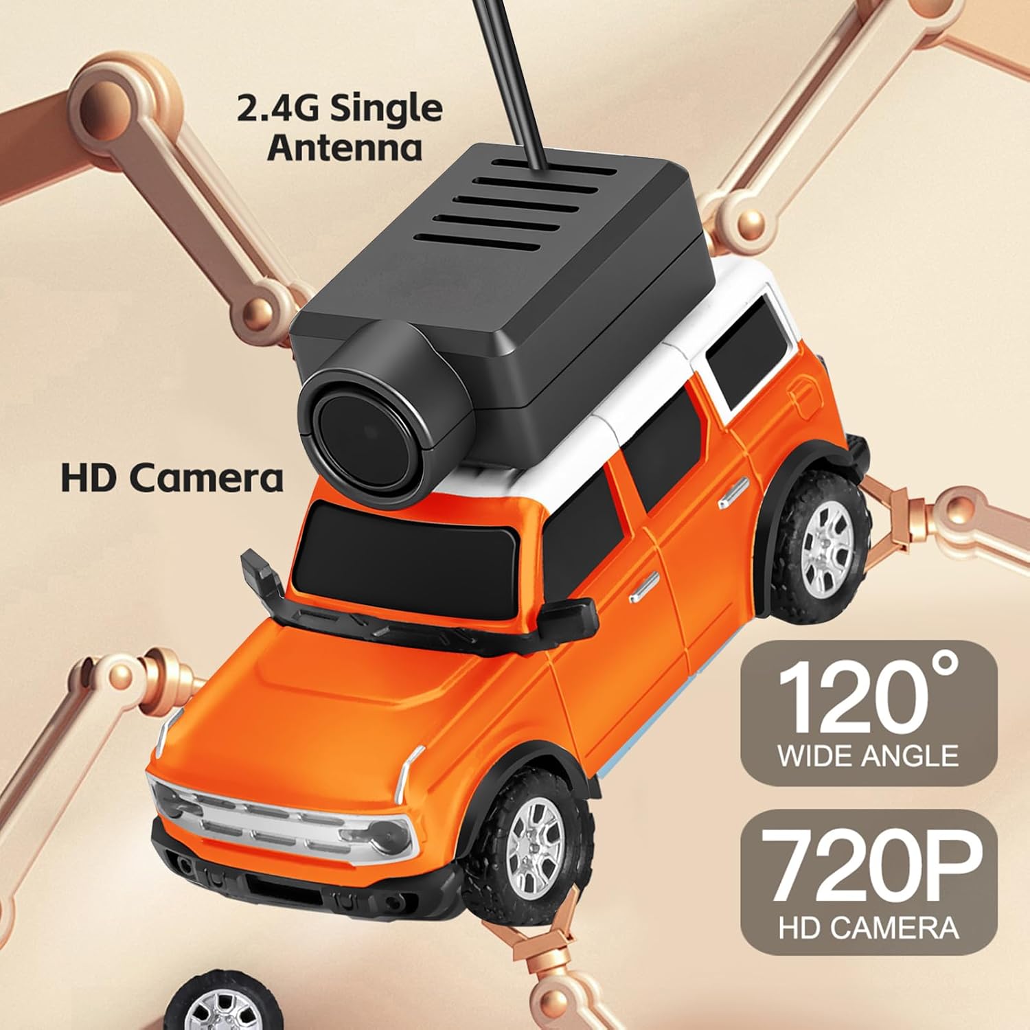 WLtoys Mini RC Car, 1:64 Scale FPV RC Drift Car with 720P HD Camera, WiFi App Control with Gyro First Person Perspective Mini Racing Toys for Teens and Adults(Orange)