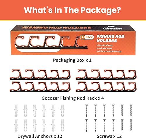 Miniatura 8 de Soporte para Caña de Pescar para Garaje, Soportes H5 para Pared o Techo con Caña de Pescar con Almohadilla Protectora Suave, Organizador