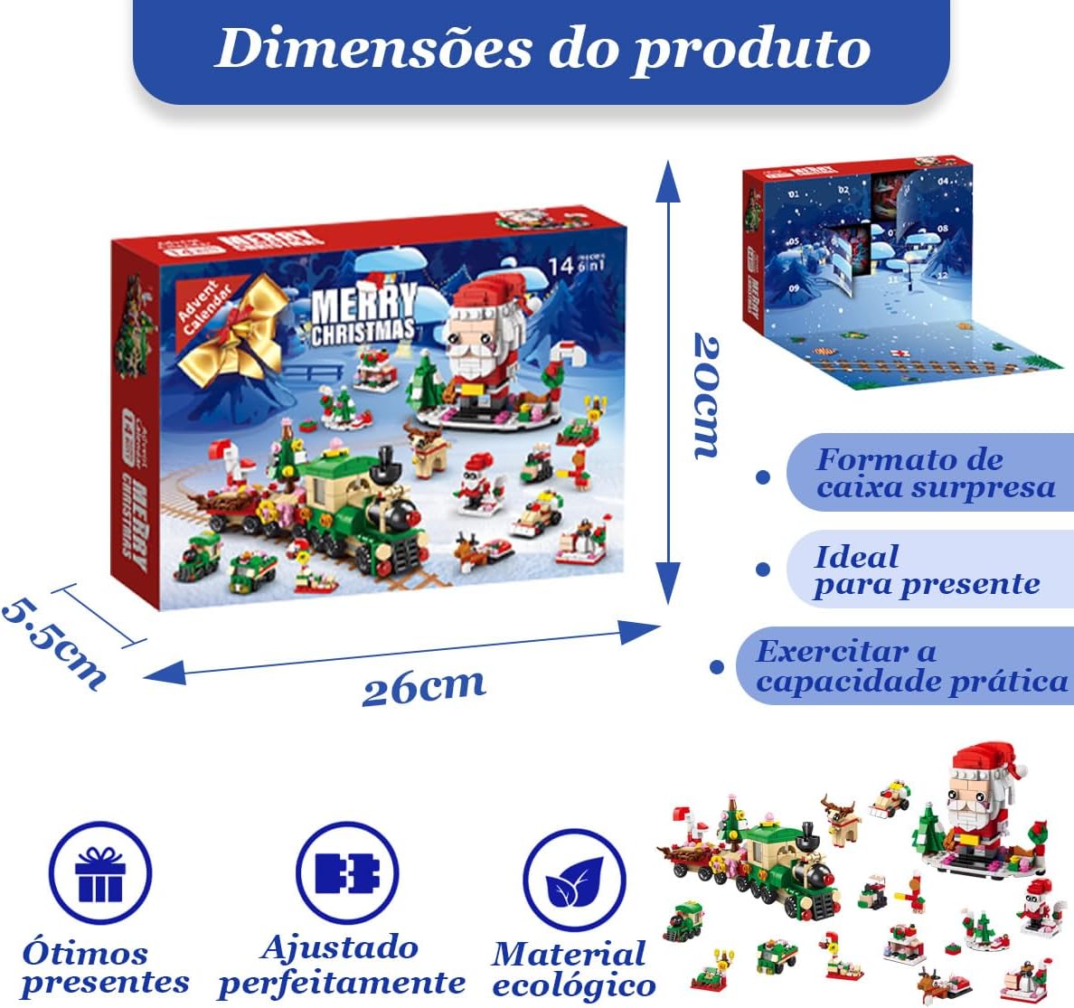 Conjunto de calendário do advento 6 em 1: 12 dias de surpresas com trenó e árvore de Natal, compatível com LEGO, a melhor escolha para presentes infantis (Papai Noel) Conjunto de calendário do advento 6 em 1: 12 dias de surpresas com trenó e árvore de Natal, compatível com LEGO, a melhor escolha para presentes infantis (Papai Noel)