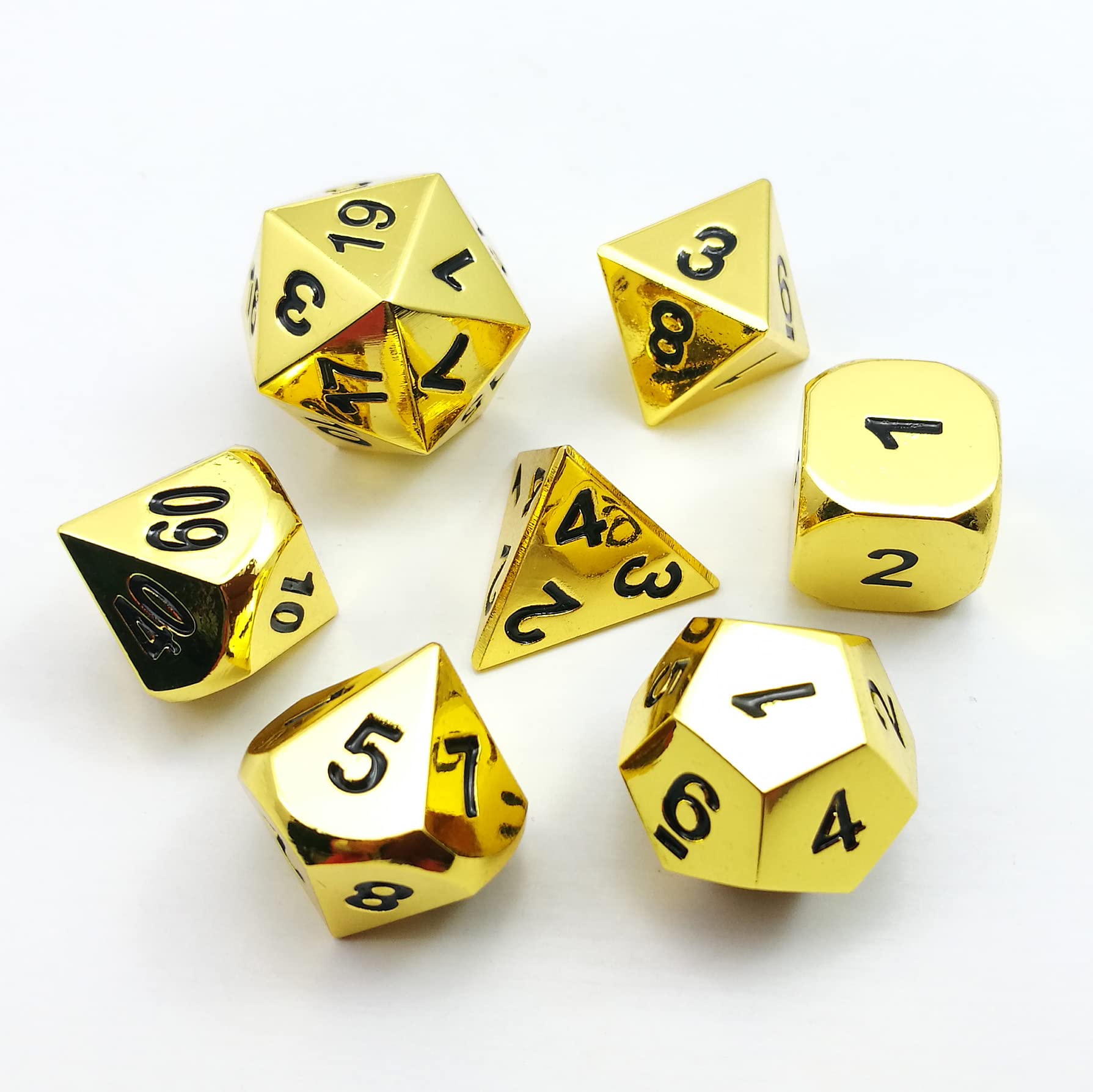Bescon Heavy Duty Solid Metal Dice Set of Golden, Solid Metallic Polyhedral D&D RPG 7-Dice Set