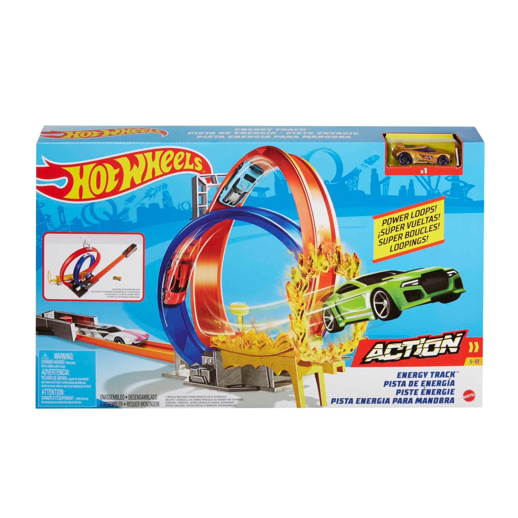 Hot Wheels Action Pista de energía Pista de Coches de Juguete, Incluye 1 vehículo, Juguete para niños de 5 años (Mattel GND92)