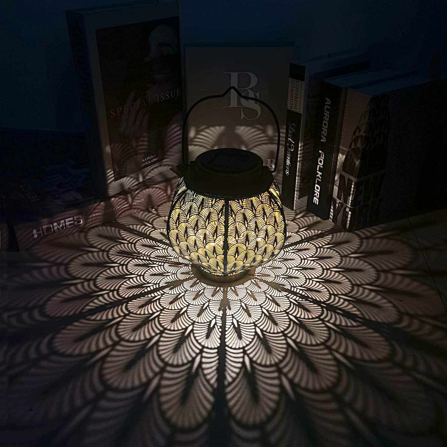 Solar Lantern Outdoor Waterproof Light Hanging Decorative Ornament Metal LED Garden Decor for Patio Courtyard Porch - 1 Pack