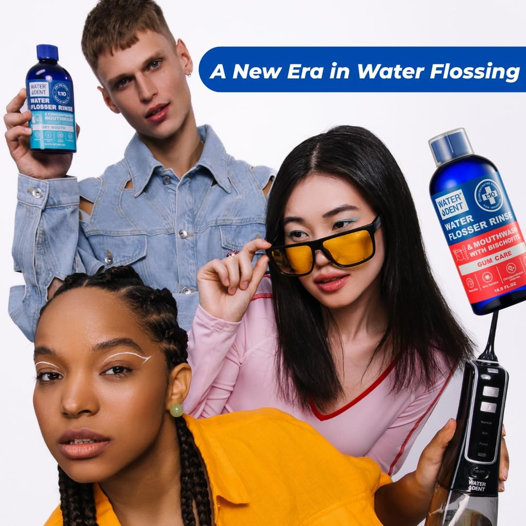 Concentrated Water flosser Rinse & mouthwash Gum Care| Add to Water Flosser & Oral irrigator | Apple Mint| Pack of 2 = 16.9 fl.oz | Alcohol Fluoride Free