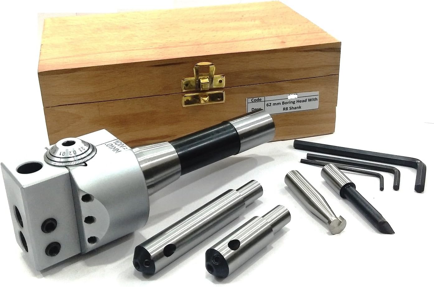 Boring Head 62 mm Diameter for Lathe, milling Machine Tools Accessories with Fly Cutters, Carbide brazed Tool Sets // 1 div=0.01 mm (Morse Taper mt3 (m12 x 1.75 Drawbar))