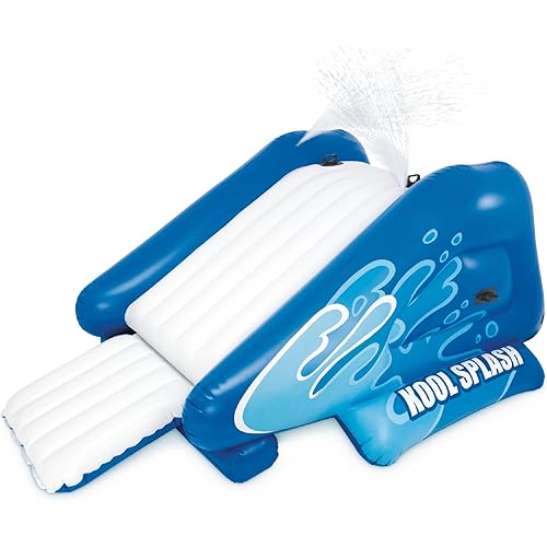 Intex Kool Splash Inflatable Water Slide Swimming Pool Play Center with Built in Sprayers for Kids and Adults, Ages 6 and Up, Blue