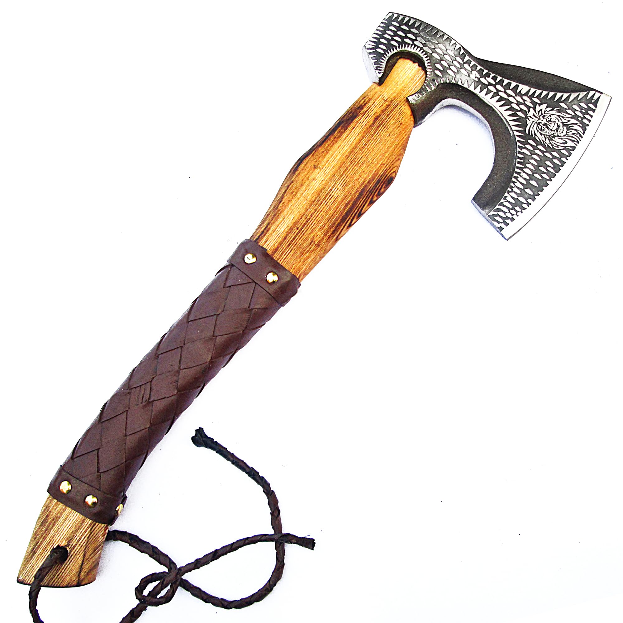 Custom Handmade Stainless Steel Viking Axe Gorgeous Solid Wood Handle Ax (02016)