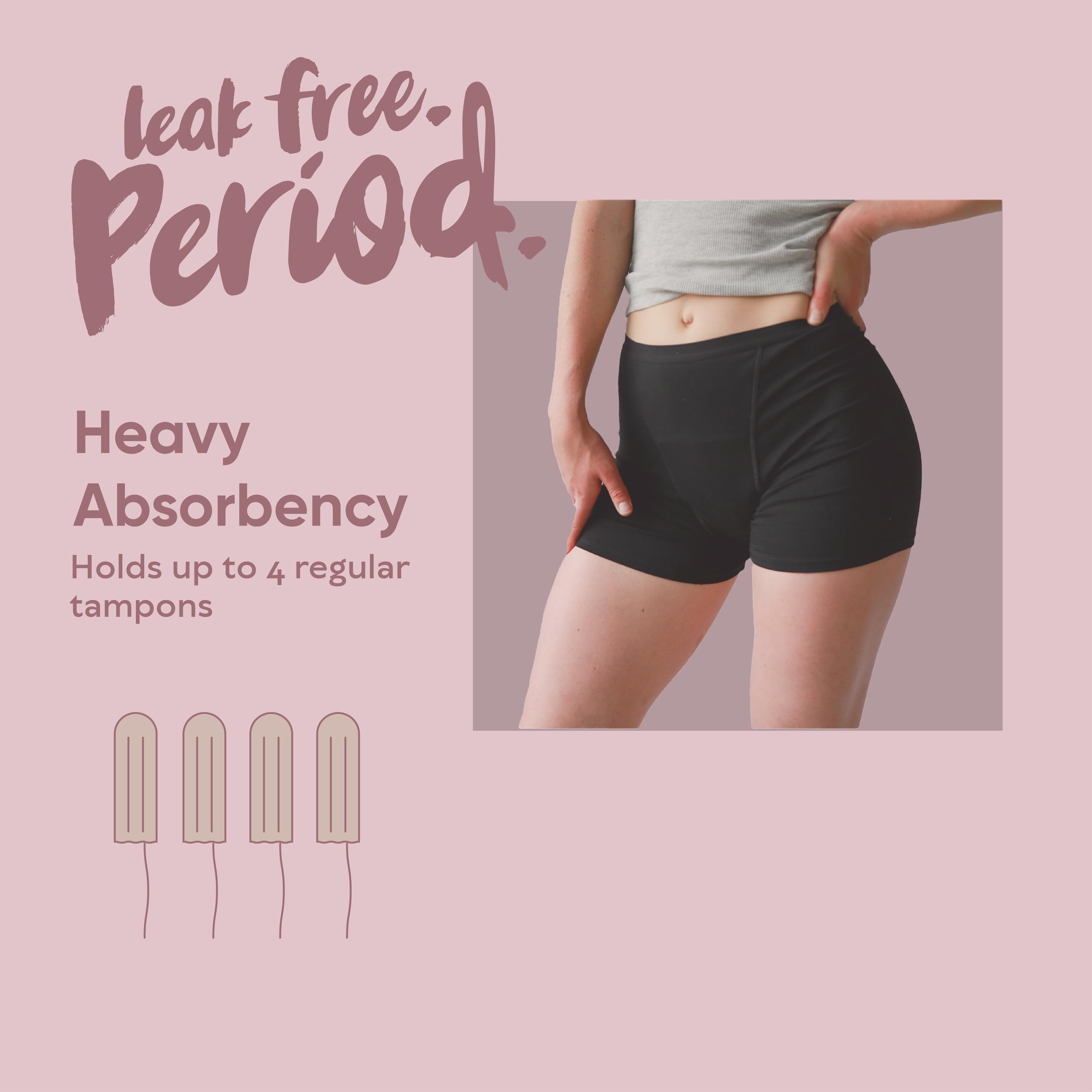 oi Periodenunterwäsche aus Bio-Baumwolle | Overnight Boxer | Absorbiert 4 Tampons | Auslaufsicher, 1er Pack