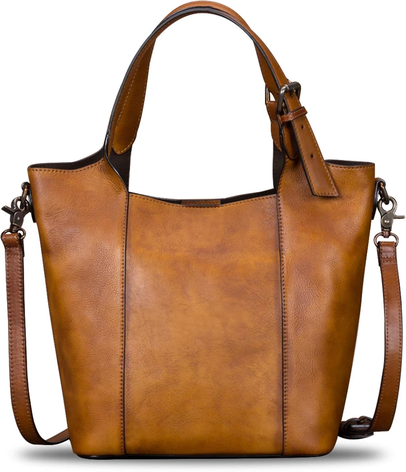 Genuine Leather Handbag for Women Vintage Handmade Shoulder Bag Purse Tote Cowhide Satchel Crossbody Top-Handle Bags