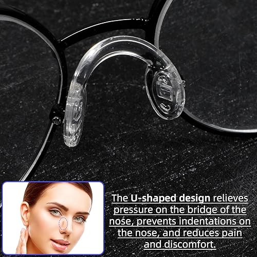 Miniatura 4 de 15 almohadillas de nariz de 3 tamaños, lentes de silicona, puente de sillín en forma de U, almohadillas de nariz atornilladas de silicona suave