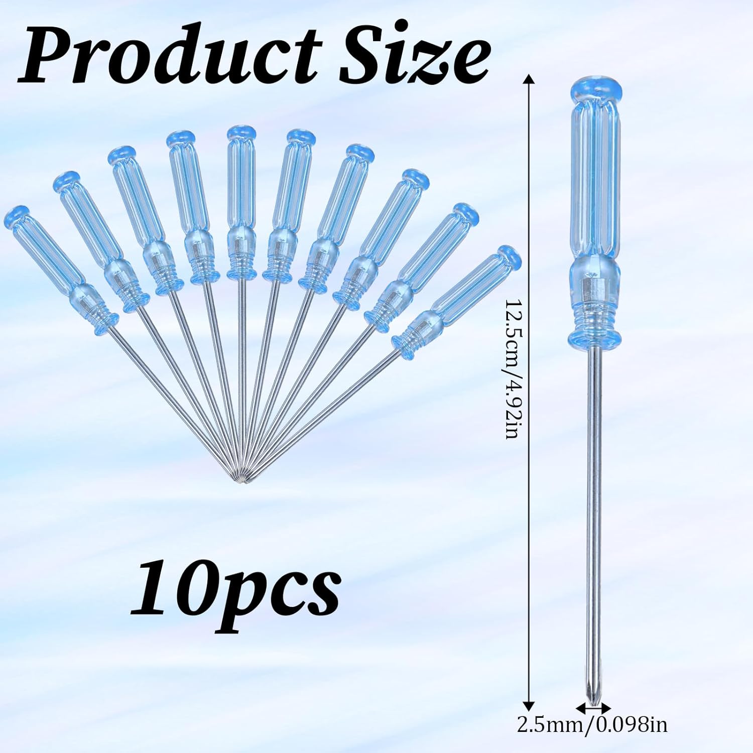 10 Pcs Mini Phillips Screwdriver, 2.5 mm Cross Head Precision Screwdriver Set with Non-Slip Blue Clear Handle 4.9" Total Length Small Screwdrivers for Watch Laptop Eyeglass Small Appliances Repair