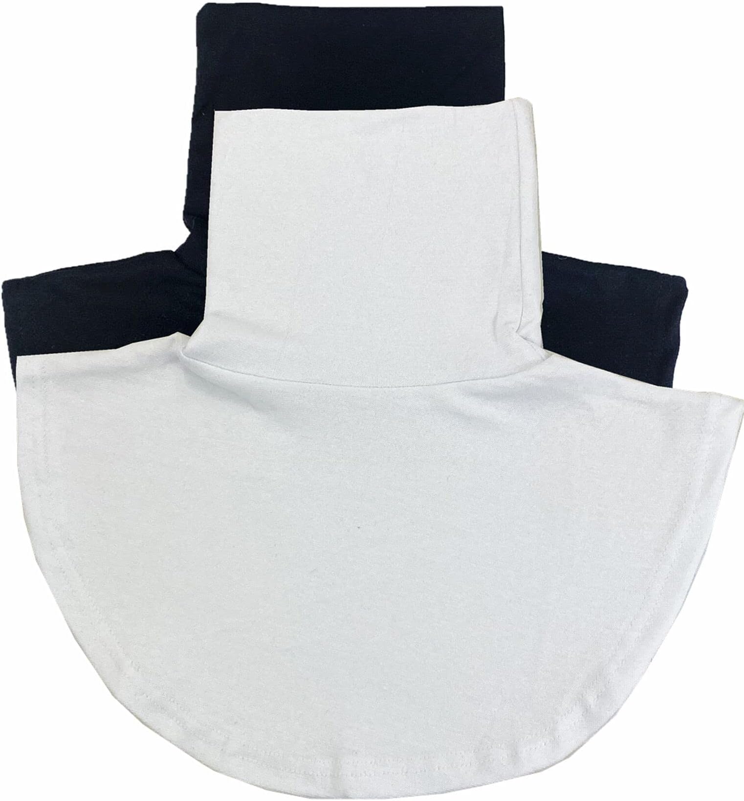 Women's Cotton Half Top Mock Blouse Dickey Collar Neck Dickey False Fake Turtleneck Neck Warmer,White and Black,2 Pieces