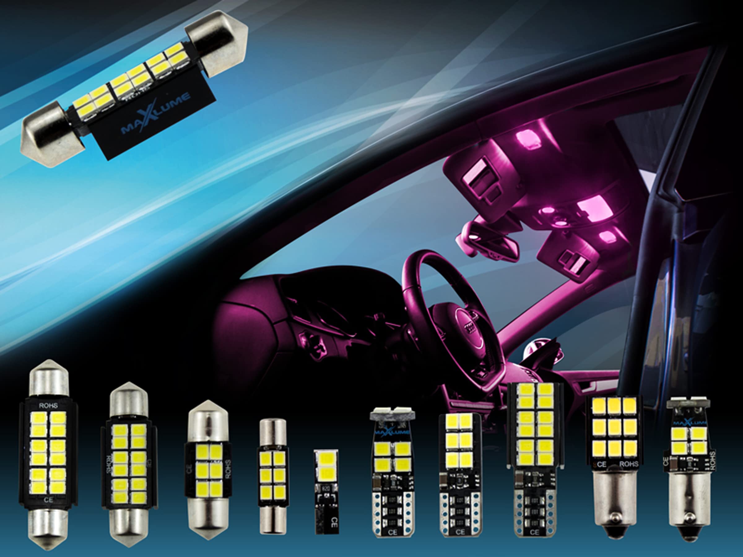 Set di illuminazione interna per auto Spider (939) rosa, illuminazione interna, set completo