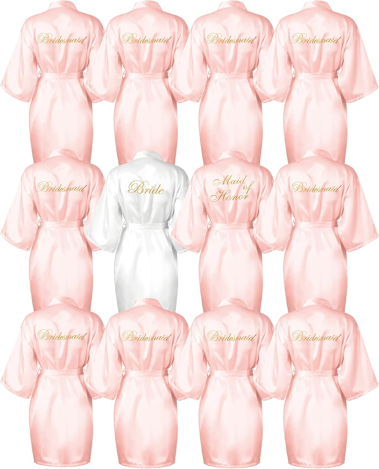 Jecery 12 Pcs Bridesmaid Robes Bride Kimono for Wedding Day Satin Embroidered Bridal Party Robes