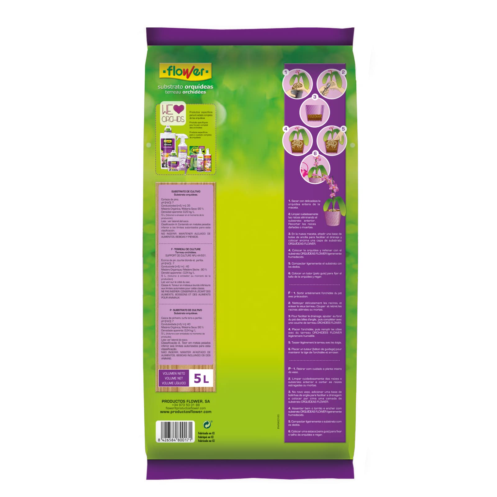 Flower - Sustrato para Orquídeas 5 L | Corteza de Pino para Orquídeas y Plantas Epífitas | Drenaje y Aireación | Retención de Humedad | Desarrollo Radicular — view 2