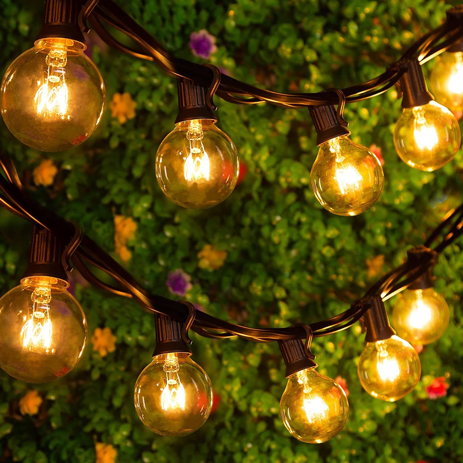 100ft 2-Pack Outdoor G40 LED Globe String Lights Dimmable Waterproof Shatterproof Light Strings With 52 Bulbs Connectable Commercial Hanging Lights For Christmas Patio House Backyard Balcony Party