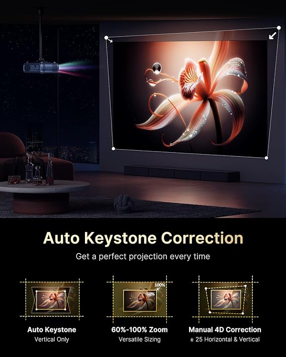 NexiGo PJ40 Ultra Outdoor Projector, Compatible with Netflix/YouTube/Prime Video, 800 ANSI Lumens, AI Image Enhancement, Native 1080p Video Projector, 20W Speaker, Auto Keystone