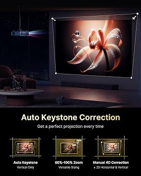 NexiGo PJ40 Ultra Outdoor Projector, Compatible with Netflix/YouTube/Prime Video, 800 ANSI Lumens, AI Image Enhancement, Native 1080p Video Projector, 20W Speaker, Auto Keystone