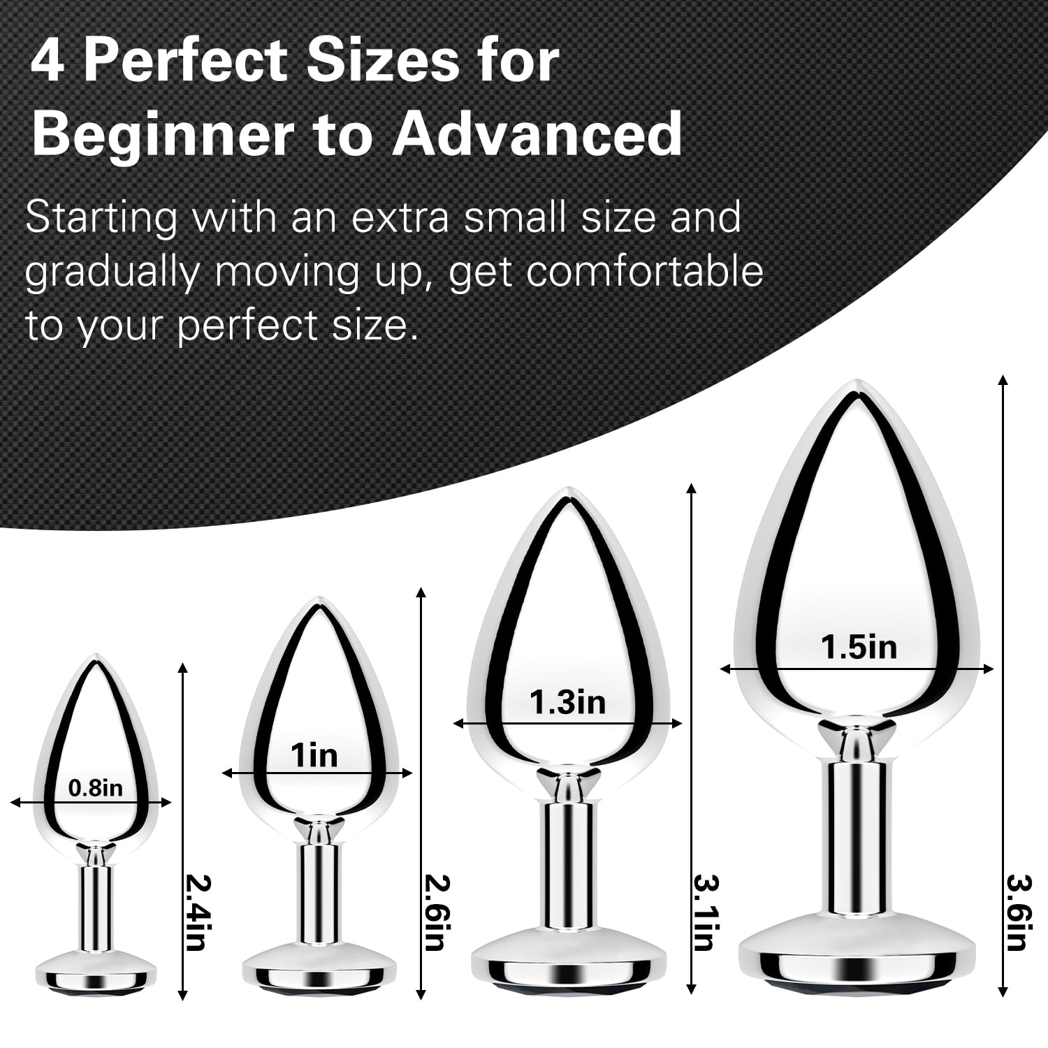 Vikkiy Anal Plug Beginner Set - 4 PCS Jewel Butt Plugs Sex Toy Anal Training Kit- G Spot Anal Sex Adult Toy for Beginner Adult Unisex Women and Men Couple