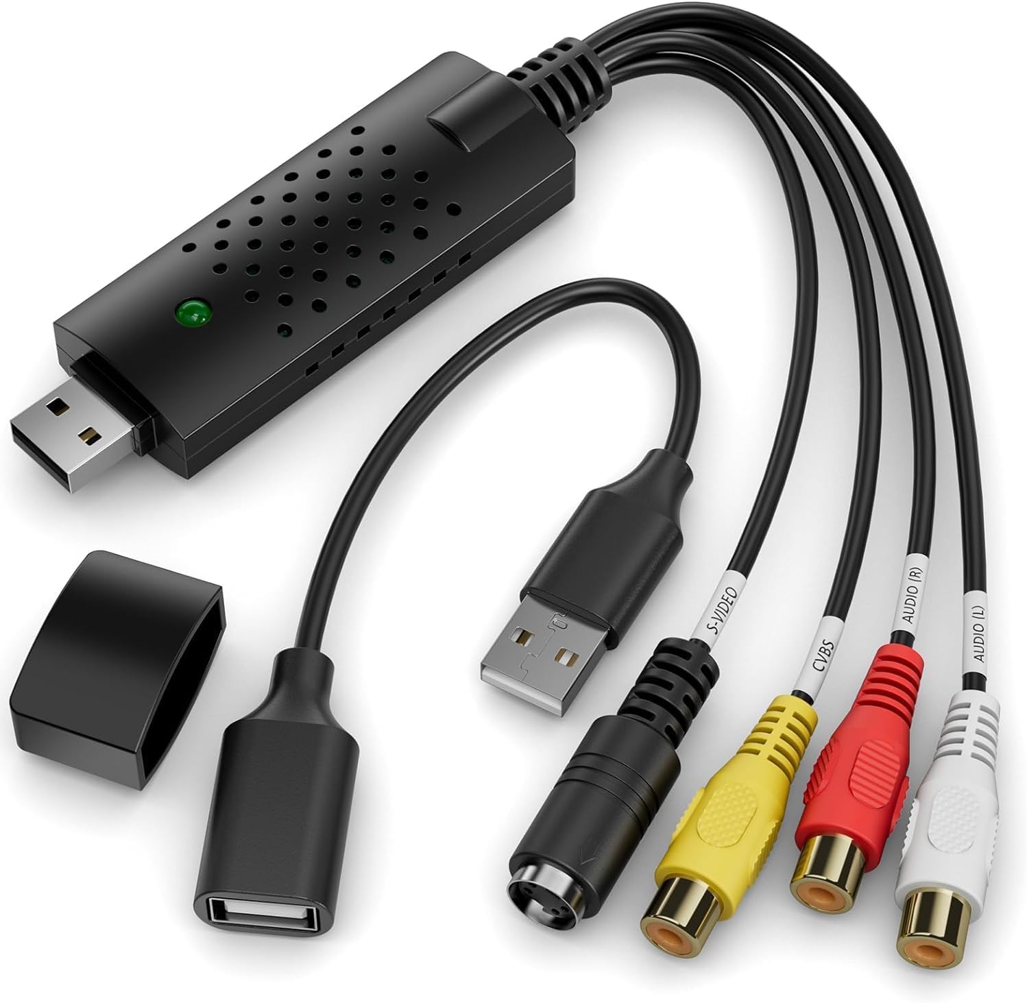 DigitPro Convertitore Video, Convertitore Audio RCA a USB, Scheda di Acquisizione Video USB 2.0, Converti VHS, VCR, Mini DV, Hi8, DVD per MAC/PC