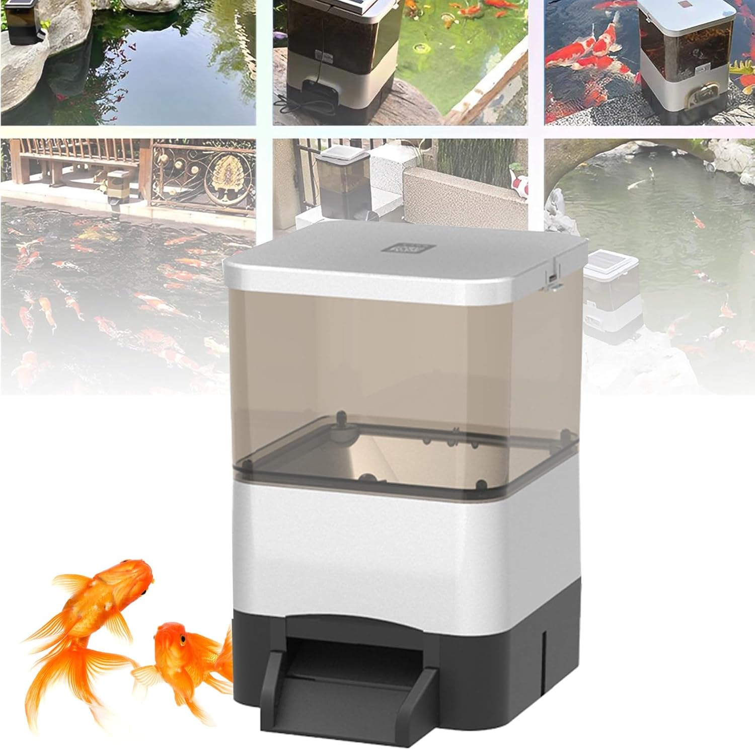 Automatic Electrical Fish Timer Feeder,120° Dispersed Feeding Design,Support Solar Charging,Aquarium Tank Timer