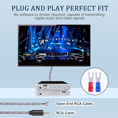 Miniatura 5 de Adaptador de cable RCA a altavoz, paquete de 2 unidades de 6.6 pies, conector macho de enchufe, mejora la transmisión de sonido, cable de reparación