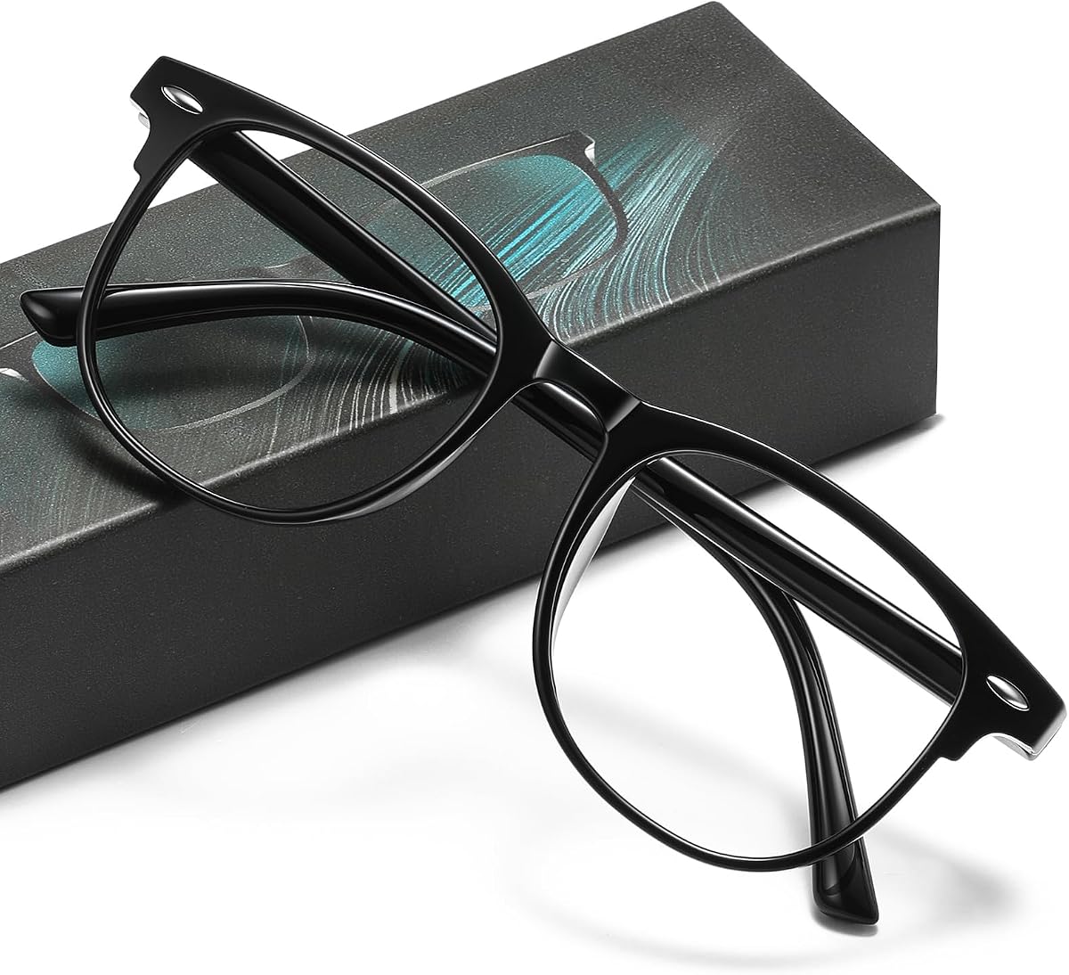 Okany Blue Light Blocking Glasses for Women Men Woman Black Computer Screen Filter Gaming Glasses Womens Mens 99.9% Blue Light Blocker Round Fashion Eye Glasses | UV400 anti-glare lens work gaming filter with retro black frame for PC monitor blue light blocking & screen fatigue