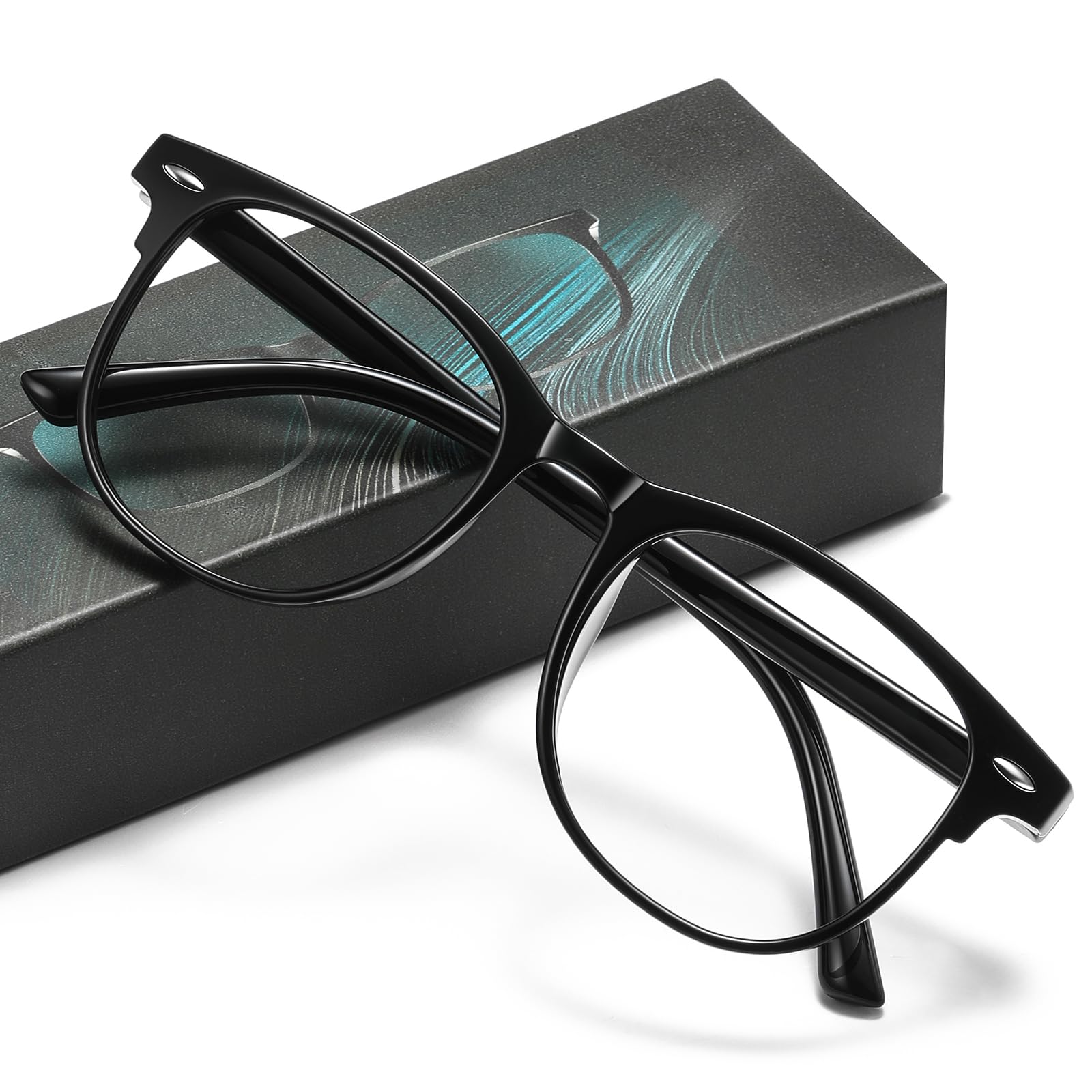 Okany Blue Light Blocking Glasses for Women Men Woman Black Computer Screen Filter Gaming Glasses Womens Mens 99.9% Blue Light Blocker Round Fashion Eye Glasses