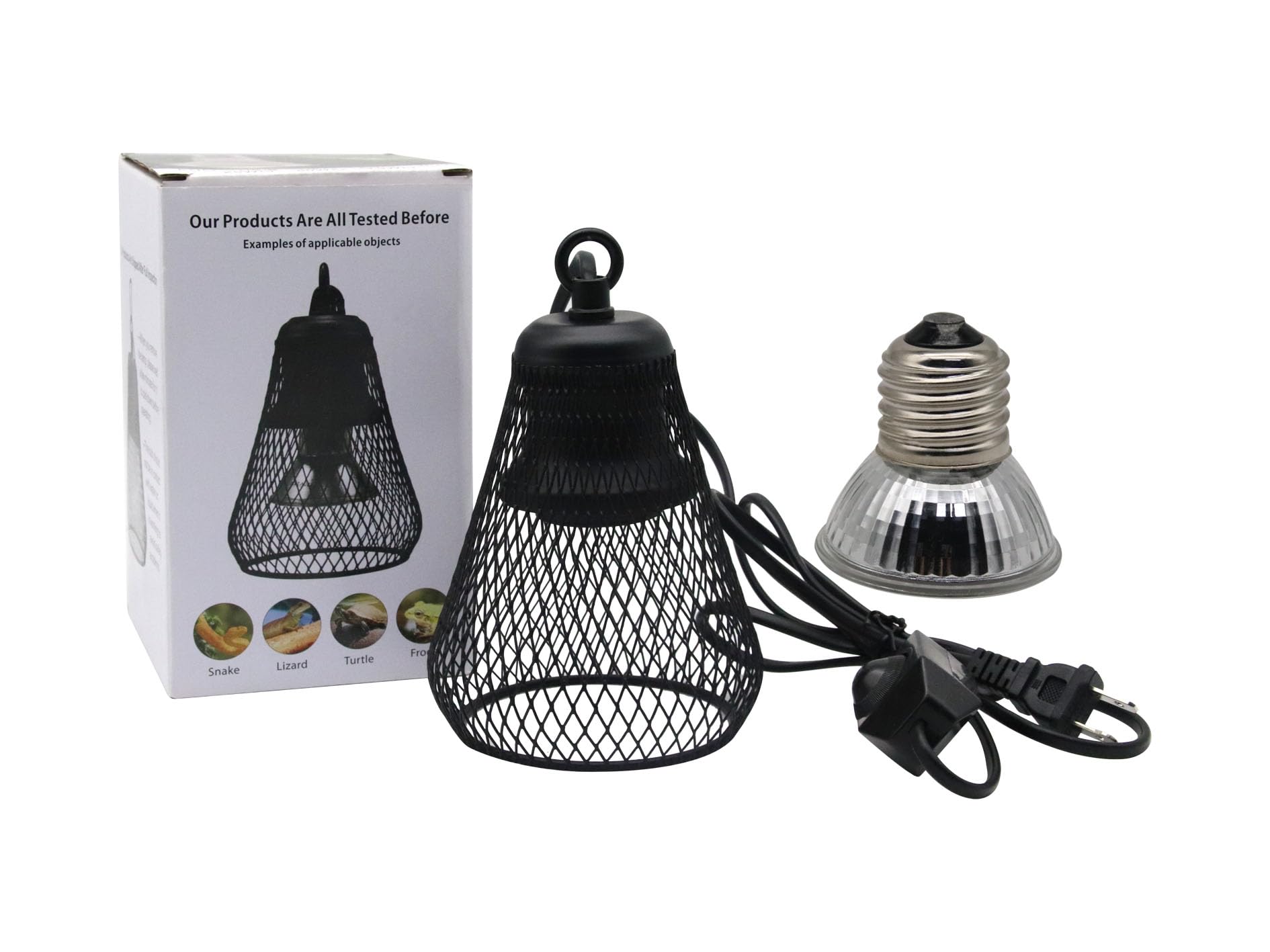Heating Lampshade Reptile Anti-Scald Heater Guard with 25W UVA+UVB Heating Lamps for Terrarium Chameleon Lizards Snakes