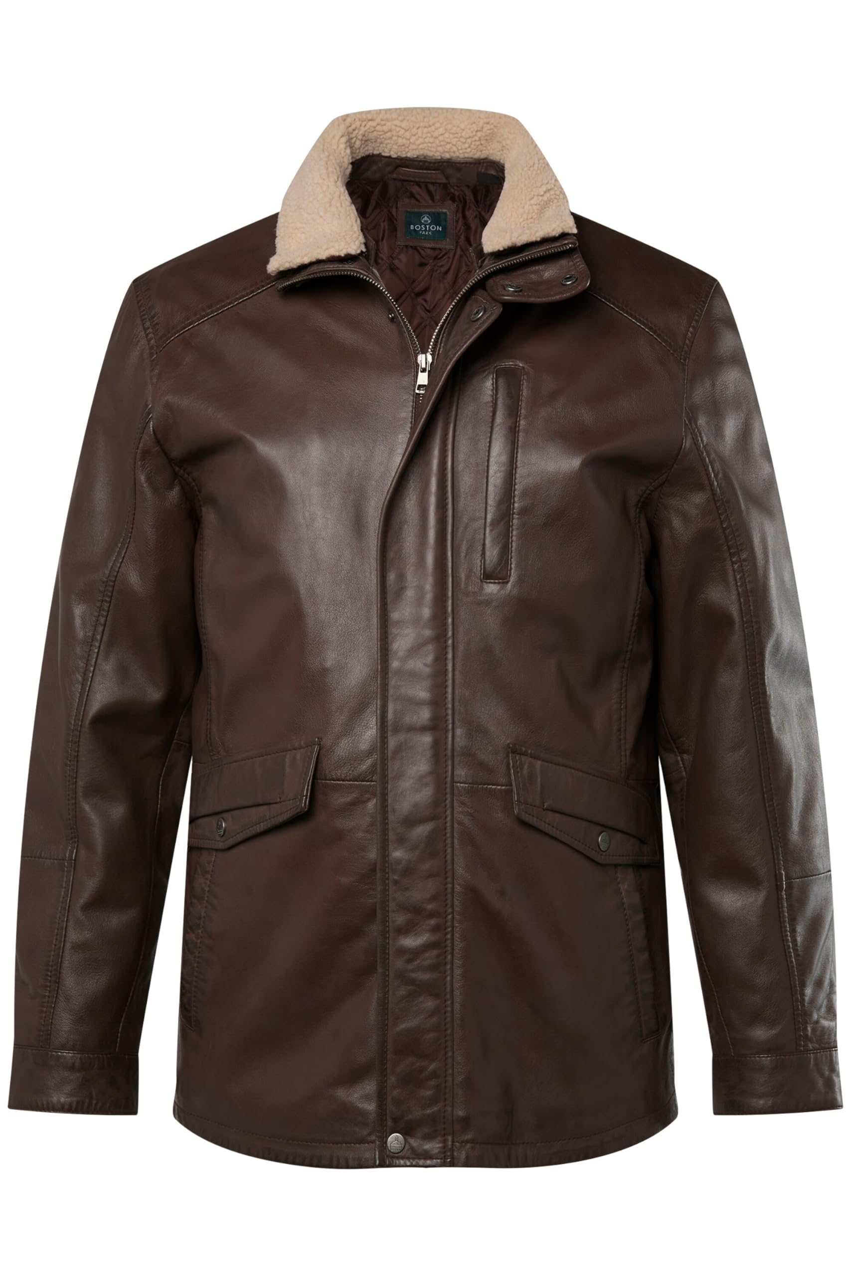 Boston Park Herren große Größen Übergrößen Menswear L-8XL Lederjacke, Leder, Teddykragen, Steppfutter 831897