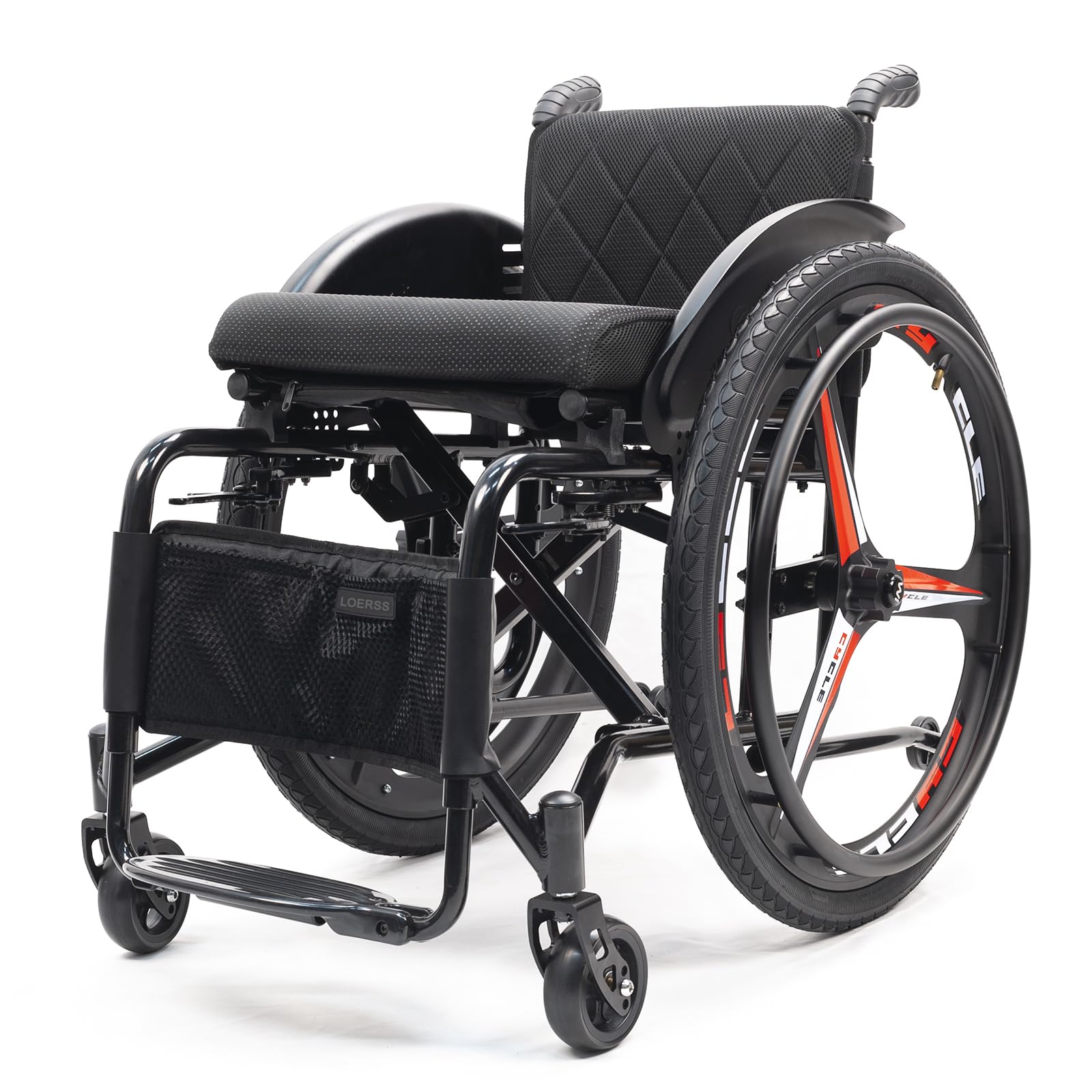 Silla de ruedas deportivas ultra ligera portátil para todo el terreno,Silla de ruedas manual de aleación de aluminio autopropulsada plegable,Sillas de ruedas de transporte con anti-basculante(Size:42c