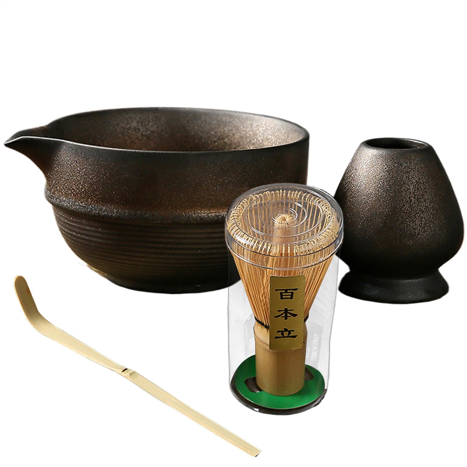 Outils à thé matcha pour adultes avec cuillère en bambou et bol