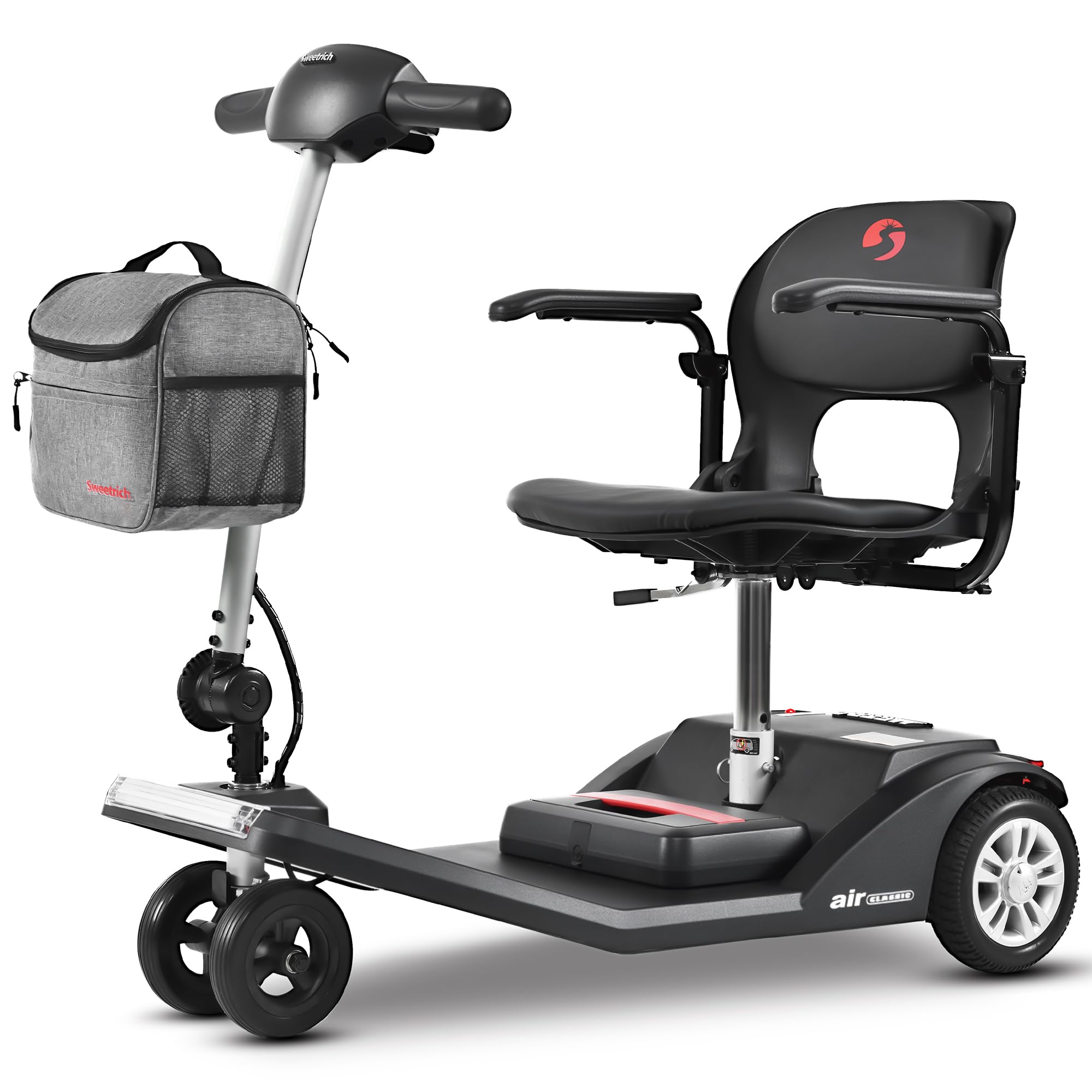 Elektromobil Seniorenmobil Rollstuhl elektrisch faltbar,20AH herausnehmbarer Akku 25km,300W,360° Luxus-Sitz mit Kopfstütze,E-Bremse,32cm Fußraum,9Zoll Luftreifen stoßdämpfend,LED,USB,Windabweiser Blau