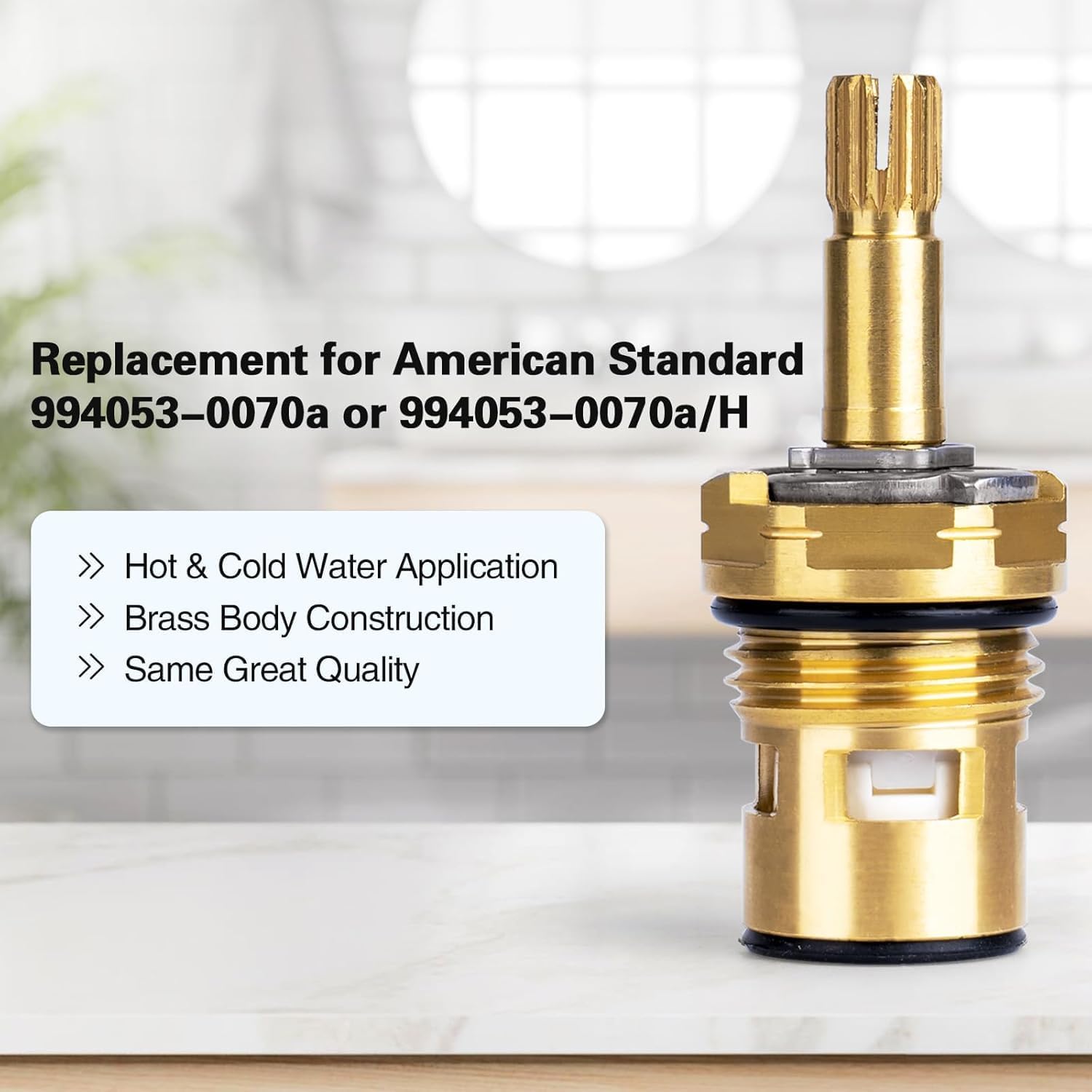 2 Packs Faucet Cartridge Compatible with American Standard 994053-0070A Bath & Kitchen Faucet Replacement Valve Cartridge, Brass