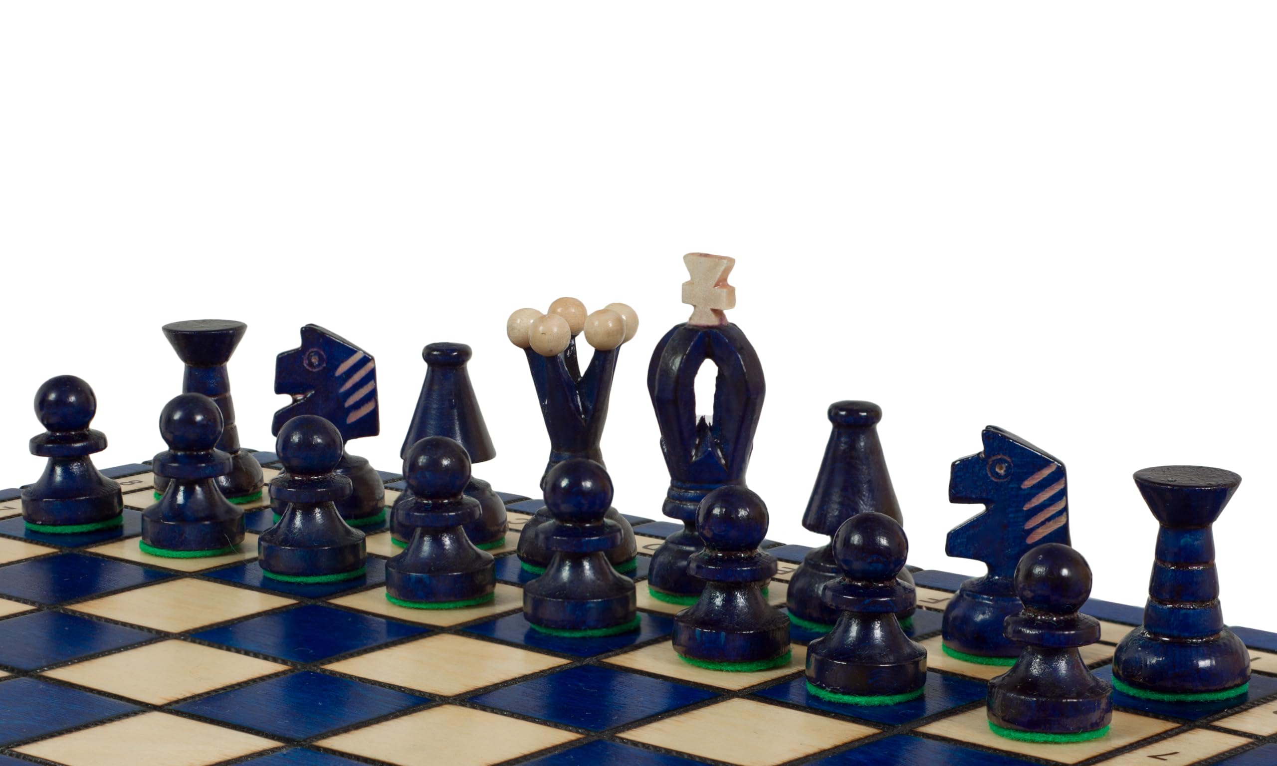 Sunrise Chess - Scacchi Reali "Medium" 35x35 cm - Set in Legno, Colore Blu