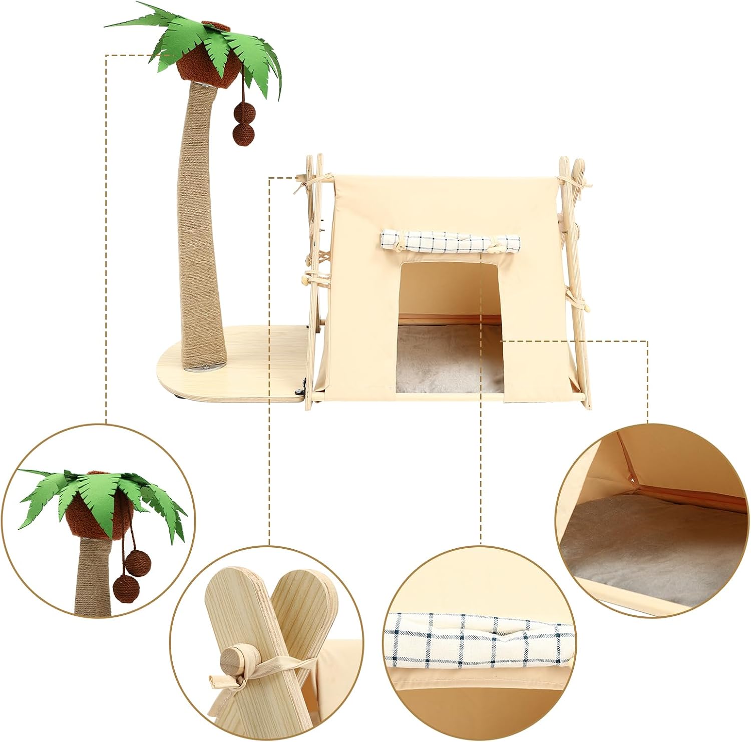 review Coconut Tree Tent Cat Nest, Small Cat Tower, Flower Cat Tree, Cat Beds, Cat Toys, 29.5