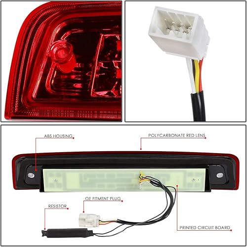 Miniatura 5 de DNA MOTORING 3BL-DRAM09-3D-LED-RD Lente roja 3D LED de montaje alto 3 tercera luz de freno Compatible con Dodge Ram 150010-17 Ram 2500 3500 09-17